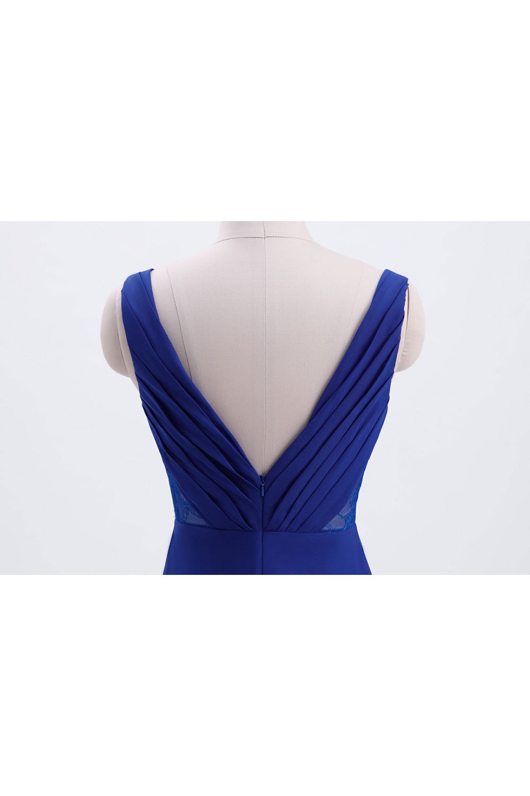 Evening Dresses Gowns, Royal Blue Pleated A-line Chiffon Long Bridesmaid Dress