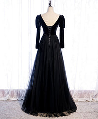 Bridesmaid Dresses Purples, Black Tulle Long Prom Dress, Black Tulle Formal Dress