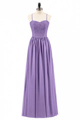 Homecoming Dresses Pockets, Purple Spaghetti Straps A-Line Long Bridesmaid Dress