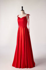 Prom Dresses Shorts, Cowl Neck Red Satin Long Maxi Dress