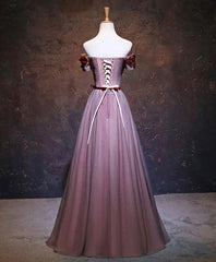 Party Dress Near Me, Pink Tulle Lace Applique Long Prom Dress, Evening Dress
