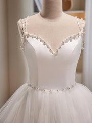 Formal Dress For Sale, White Spaghetti Strap Tulle Short Prom Dress, Cute A-Line Party Dress