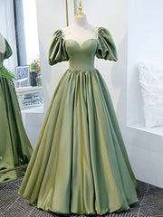 Bridesmaids Dresses Floral, Simple Green Satin Long Prom Dress, Green Evening Dress