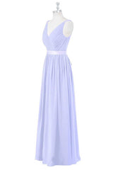 Party Dress Renswoude, Lavender Chiffon V-Neck Backless Long Bridesmaid Dress