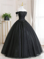 Formal Dress Elegant Classy, Black tulle lace long black tulle lace prom dresses