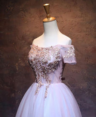 Party Dresses For Girl, Cute Lace Applique Tulle Short Prom Dress, Homecoming Dress