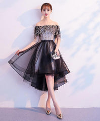 Prom Dress 2034, Black Tulle Lace Short Prom Dress, Black Tulle Homecoming Dress