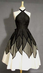 Chiffon Dress, A-Line Halter Black Satin Short Homecoming Dresses