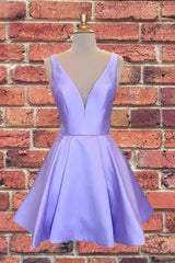 Trendy Dress Outfit, Simple Short Lavender Homecoming Dress