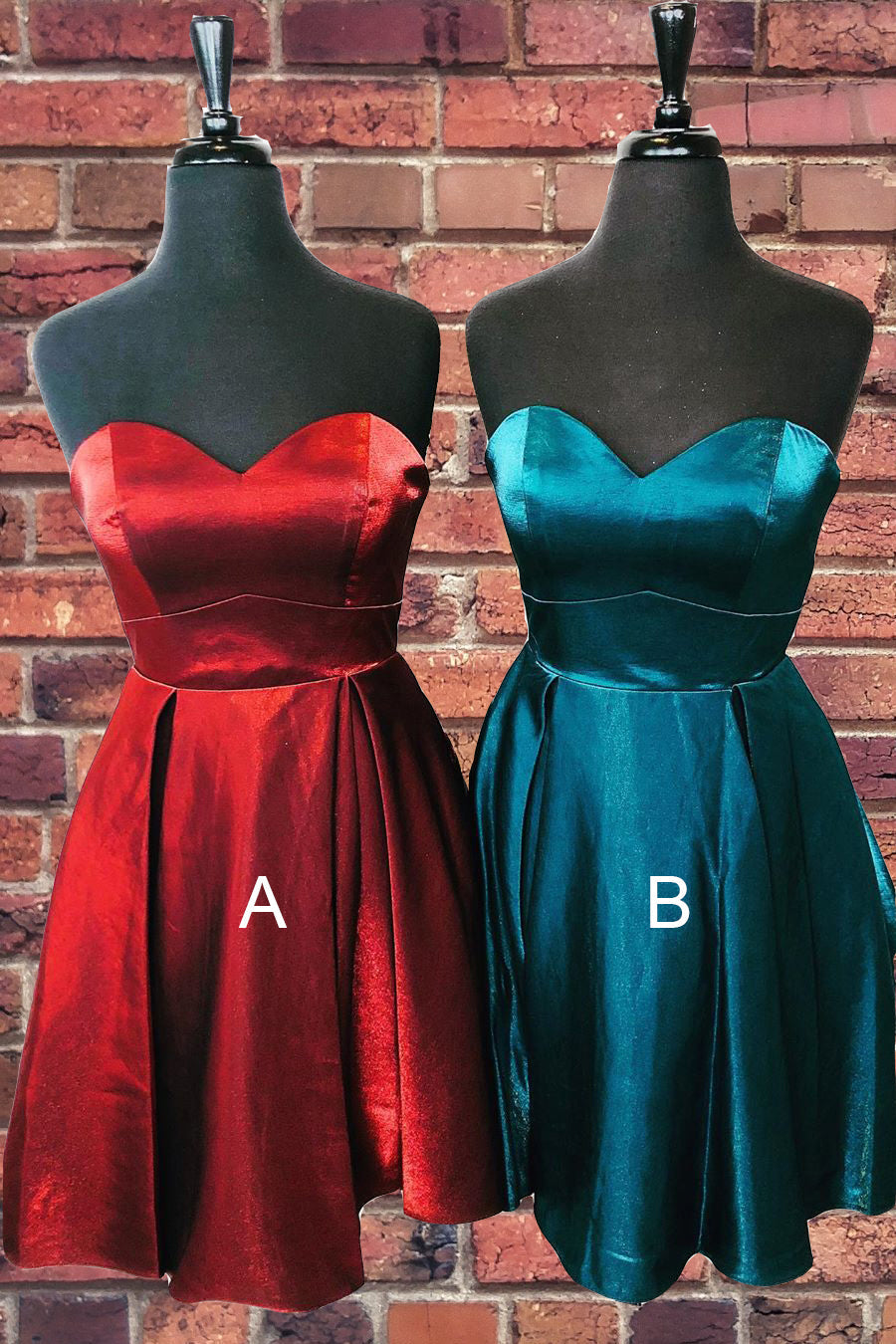 Party Dress Outfits Ideas, Sweetheart A-Line Satin Red Homecoming Dress