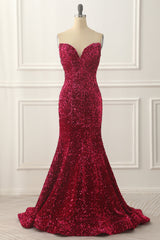 Party Dresses Outfits, Fuchsia Mermaid Sequin Long Prom Dress