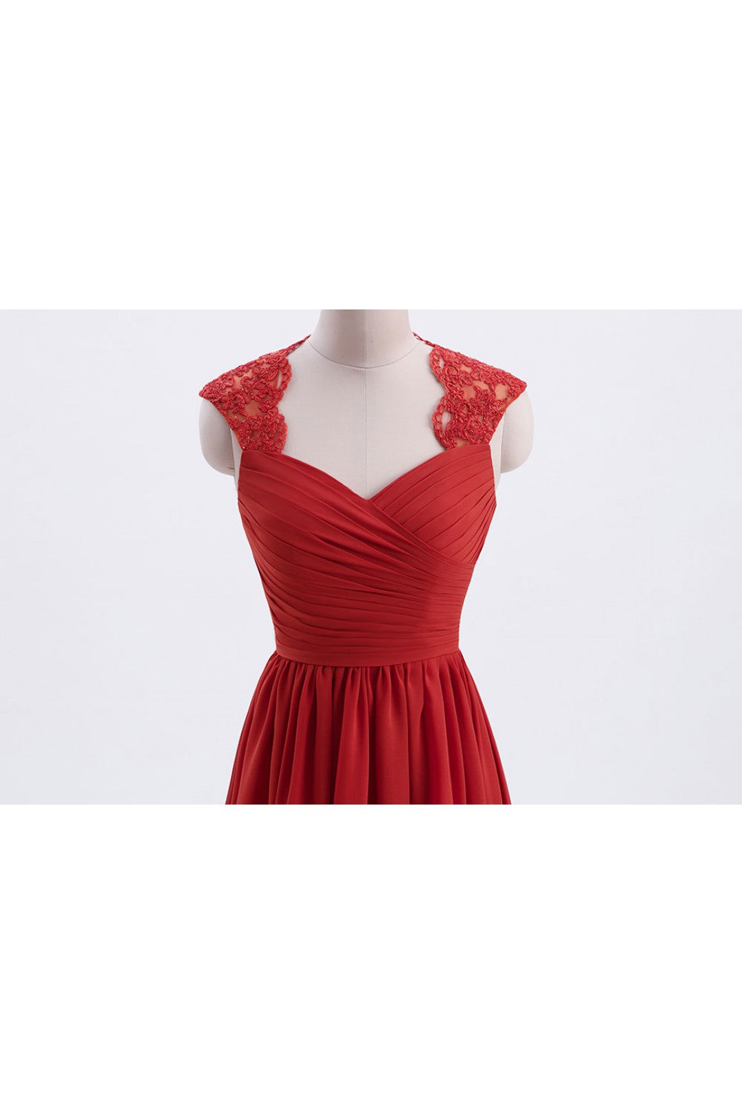 Formal Dress For Wedding Guests, Elegant Red Chiffon Pleated A-line Long Bridesmaid Dress