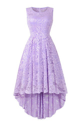 Prom Dress Ideas, Sleeveless Hi-Low Lace Lavender Party Dress