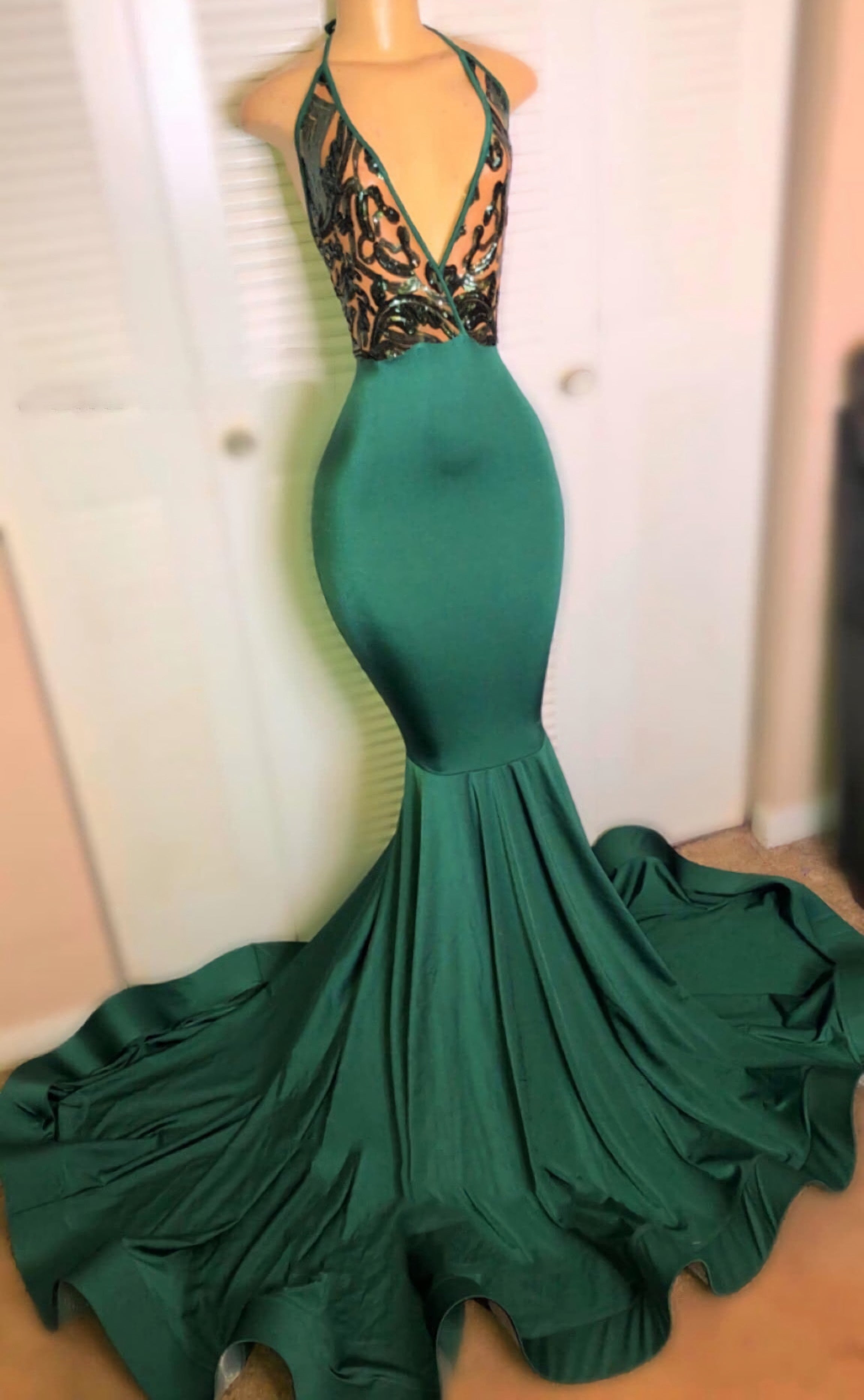 Homecomming Dresses Black, Dark Green Halter 2024 Prom Dresses