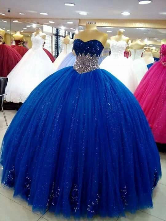 Evening Dresses For Sale, royal blue tulle long ball gown vintage evening dress
