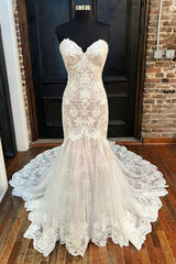 Wedding Dresses Pinterest, Ivory Strapless Mermaid Long Wedding Dress