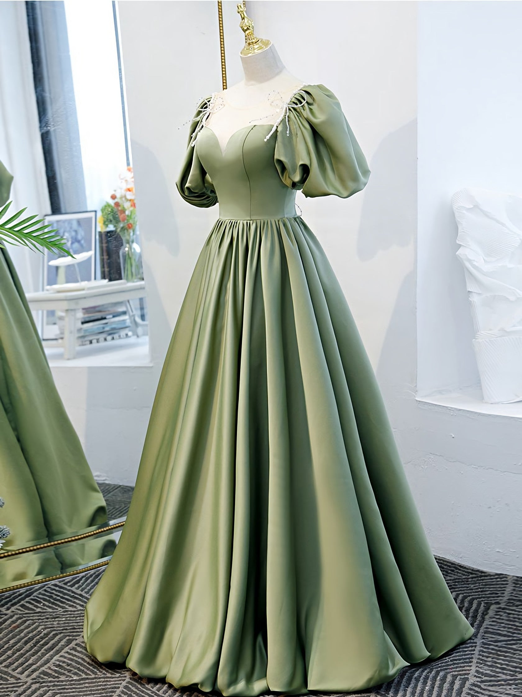 Bridesmaid Dressese Lavender, Simple Green Satin Long Prom Dress, Green Evening Dress