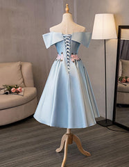 Bridesmaids Dresses Mismatched Fall, Blue Cute Short Prom Dress, Blue Homecoming Dress