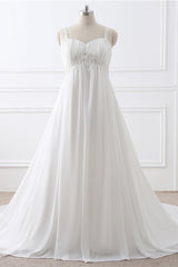 Wedding Dress Online Shopping, Simple Empire White Chiffon Long Wedding Dress