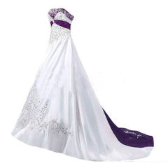 Wedding Dresses Modern, Strapless Satin A-line Embroidery 2024 Wedding Dresses