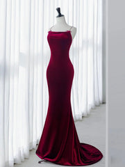 Simplu de catifea de catifea rochie de prom lungă Burgundy, rochie formală lungă de Burgundie