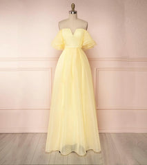 Party Dresses Modest, Simple Yellow Long Prom Dress, Evening Dress, 5420