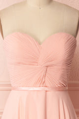 Prom Dress Champagne, Peach Sweetheart Twist-Front Short Bridesmaid Dress