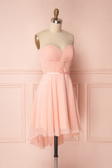 Prom Dress Light Blue, Peach Sweetheart Twist-Front Short Bridesmaid Dress