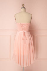 Prom Dress Country, Peach Sweetheart Twist-Front Short Bridesmaid Dress
