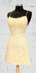 Party Dress Short Tight, Free Shipping Short Yellow Prom Dress, 5925