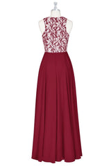 Homecoming Dresses 2038, Red Print Sleeveless A-Line Long Bridesmaid Dress