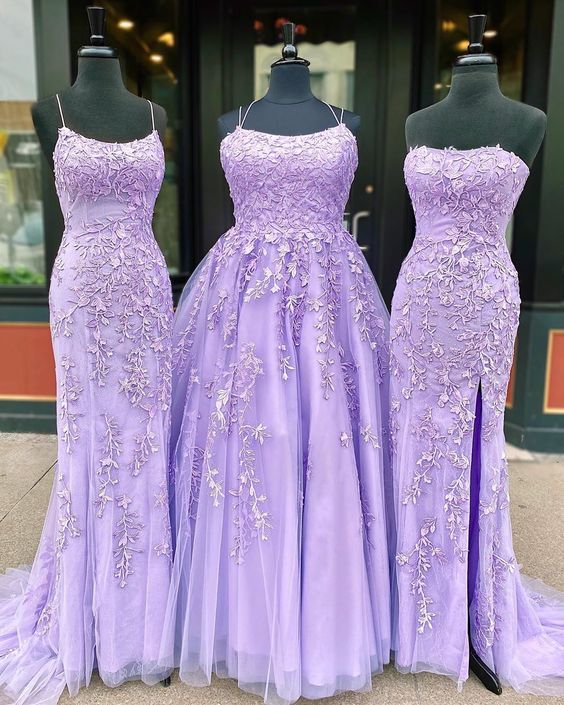 Evening Dress For Party, 2024 lavender lace long prom dresses formal dresses