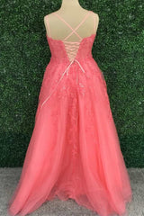 Party Dresses For 29 Year Olds, Hot Pink Floral Lace Backless A-Line Prom Dress