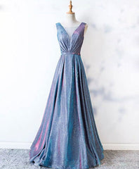Bridesmaid Dresses Purple, Unique Blue Sequin Long Prom Dress, Blue Formal Dress