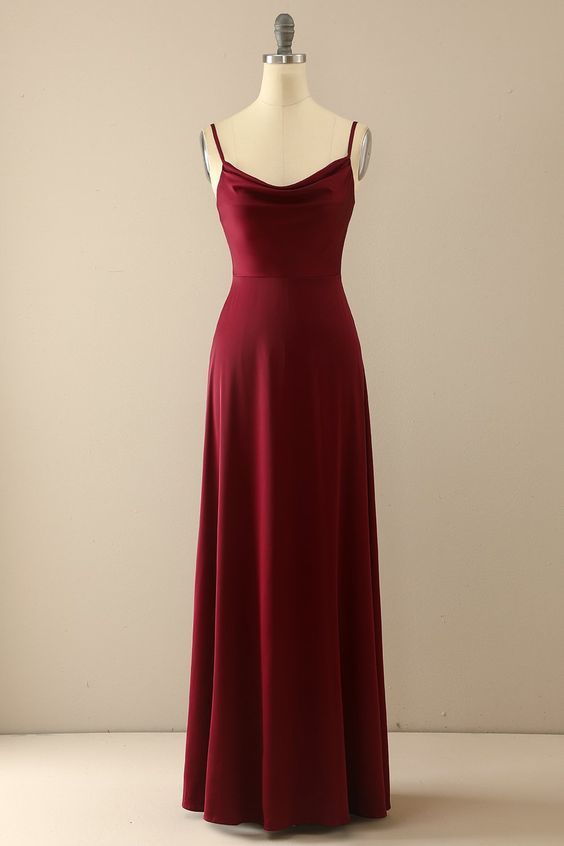 Evening Dress Sale, burgundy simple long bridesmaid prom dress