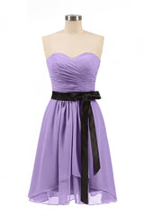 Party Dresses Shopping, Lavender Strapless Tie-Side Short Bridesmaid Dress