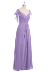 Party Dress Shops, Lavender Sweetheart Ruffled A-Line Long Bridesmaid Dress