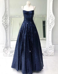 Wedding Color Schemes, Long Navy Blue Sequin Prom Dress