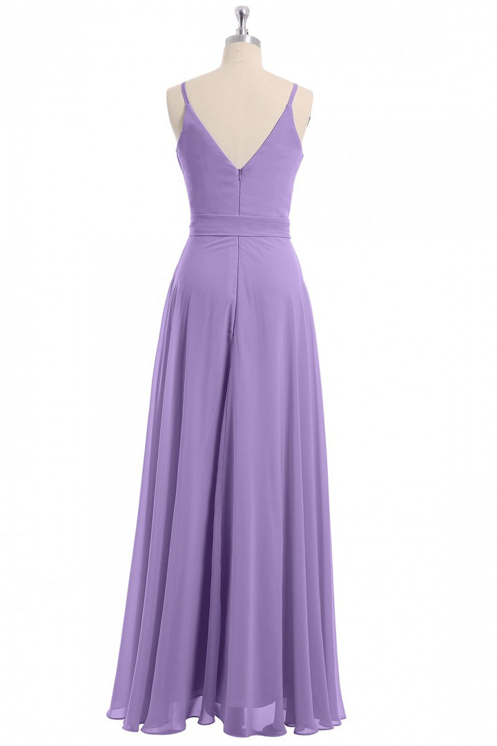 Party Dresses Styles, Lavender Spaghetti Straps Tie-Side Long Formal Dress
