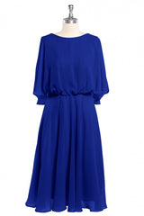 Evening Dresses Princess, Royal Blue Long Sleeve Blouson-Style Bridesmaid Dress