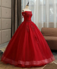Formal Dresses Ideas, Burgundy Tulle Lace Long Prom Gown Burgundy Tulle Lace Formal Dress