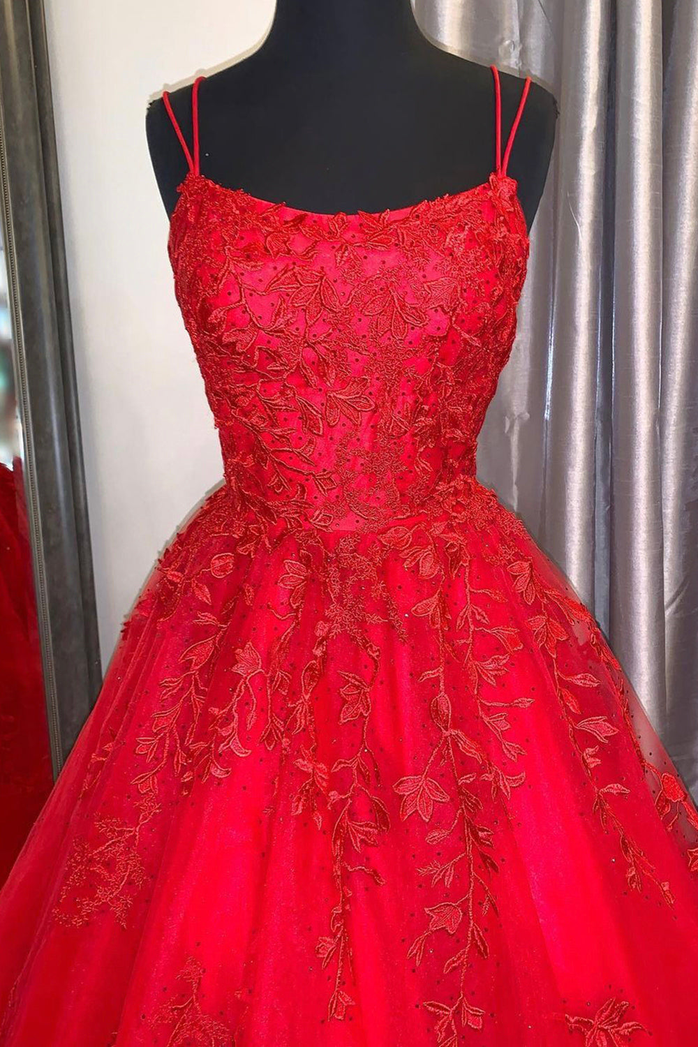 Evening Dresses Dresses, Red Lace Long Backless Prom Dresses, Red Formal Graduation Dresses
