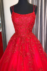 Evening Dresses Dresses, Red Lace Long Backless Prom Dresses, Red Formal Graduation Dresses