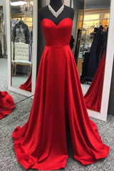 Party Dress New, Sweetheart Red Long Prom Evening Dress with Slit