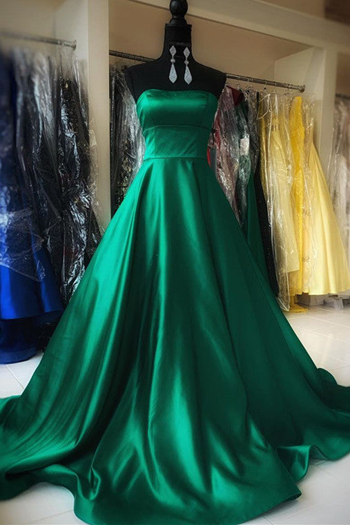 Prom Dress Blue, Simple Green Long Prom Dress