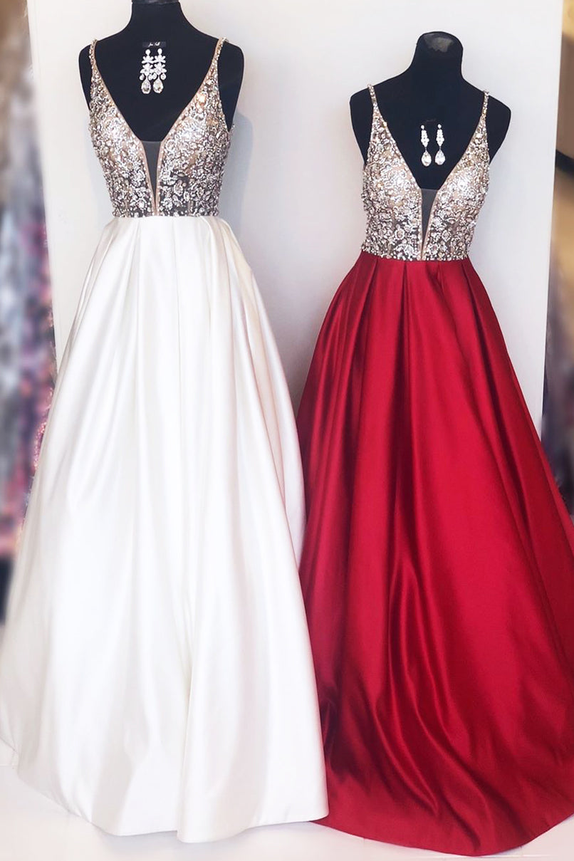Black Bridesmaid Dress, A-Line Spaghetti Straps Sequins Long Prom Dress