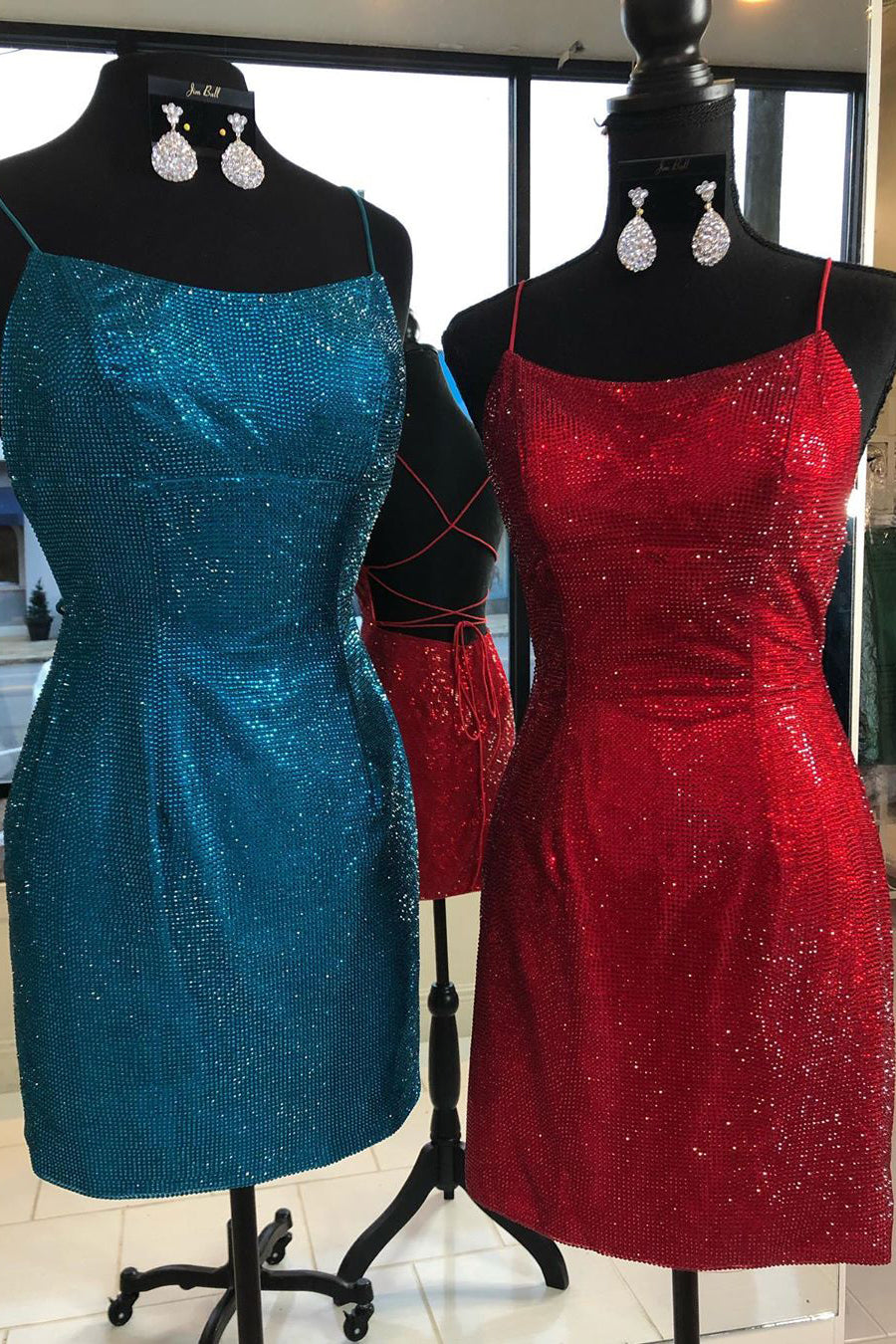 Party Dresses For Teenage Girl, Straps Mermaid Sequin Homecoming Dress with Lace-Up Back