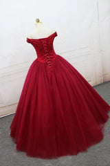 Bridesmaide Dress Colors, Off the Shoulder Red Ball Gown