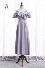 Long Prom Dress, Elegant Lavender Long Mismatch Bridesmaid Dress