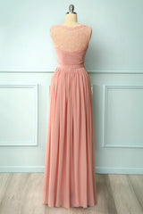 Bridesmaid Dresses 2039, A-line Blush Pink Bridesmaid Dress with Lace Top